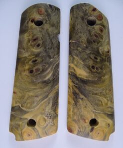 1911 stabilized Buckeye Burl wood grips, smooth, magwell
