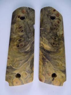 1911 stabilized Buckeye Burl wood grips, smooth, magwell