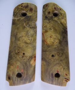 1911 stabilized Buckeye Burl wood grips, smooth, magwell