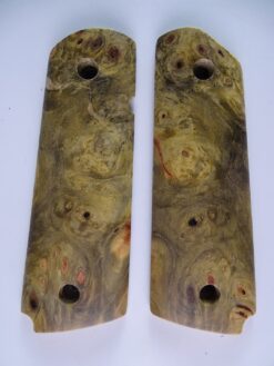 1911 stabilized Buckeye Burl wood grips, smooth, magwell