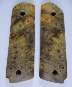 1911 stabilized Buckeye Burl wood grips, smooth, magwell
