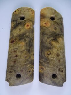 1911 stabilized Buckeye Burl wood grips, smooth, magwell