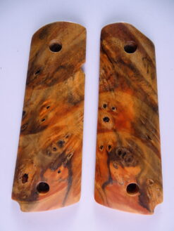 1911 stabilized Buckeye Burl wood grips, smooth, magwell
