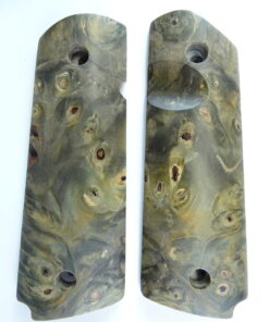 1911 stabilized Buckeye Burl wood grips, smooth, with Mag Release thumb notch