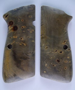Hi-Power stabilized Buckeye Burl wood grips, smooth