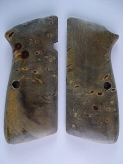 Hi-Power stabilized Buckeye Burl wood grips, smooth