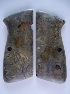 Hi-Power stabilized Buckeye Burl wood grips, smooth