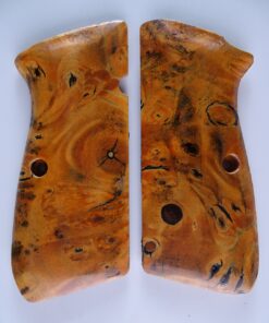 Hi-Power stabilized Buckeye Burl wood grips, smooth