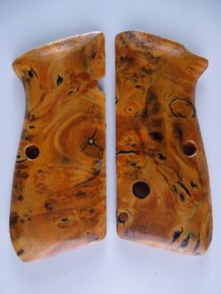Hi-Power stabilized Buckeye Burl wood grips, smooth
