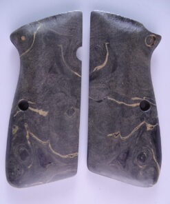 Hi-Power stabilized Buckeye Burl wood grips, smooth