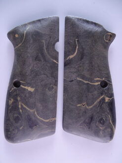 Hi-Power stabilized Buckeye Burl wood grips, smooth
