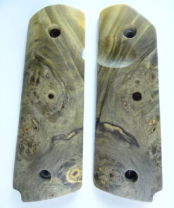 1911 stabilized Buckeye Burl wood grips, smooth, with Mag Release thumb notch