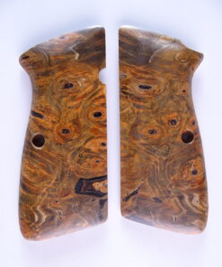 Hi-Power stabilized Buckeye Burl wood grips, smooth