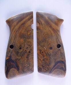 Hi-Power stabilized Buckeye Burl wood grips, smooth