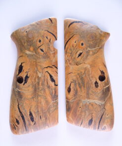 Hi-Power stabilized Buckeye Burl wood grips, smooth