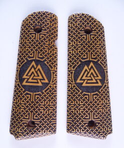 1911 grips, Valknut viking emblem with Celtic checkering engraved in Ivorywood
