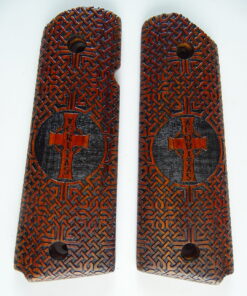 1911 grips, Veritas Aequitas Cross with Celtic checkering engraved in cocobolo