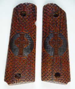 1911 grips, Iona Cross with Celtic checkering engraved in cocobolo