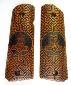 1911 grips, Thors Hammer with Celtic checkering engraved in cocobolo