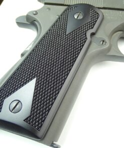 Alternative view of 1911 Ebony wood grips, checkered