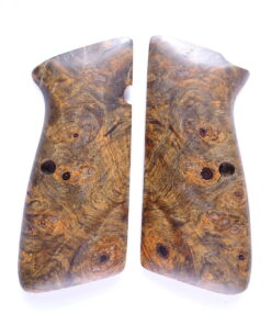 Hi-Power stabilized Buckeye Burl wood grips, smooth