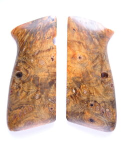 Hi-Power stabilized Buckeye Burl wood grips, smooth