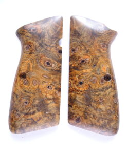 Hi-Power stabilized Buckeye Burl wood grips, smooth