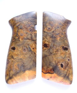 Hi-Power stabilized Buckeye Burl wood grips, smooth