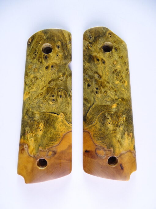 1911 stabilized Buckeye Burl wood grips, smooth