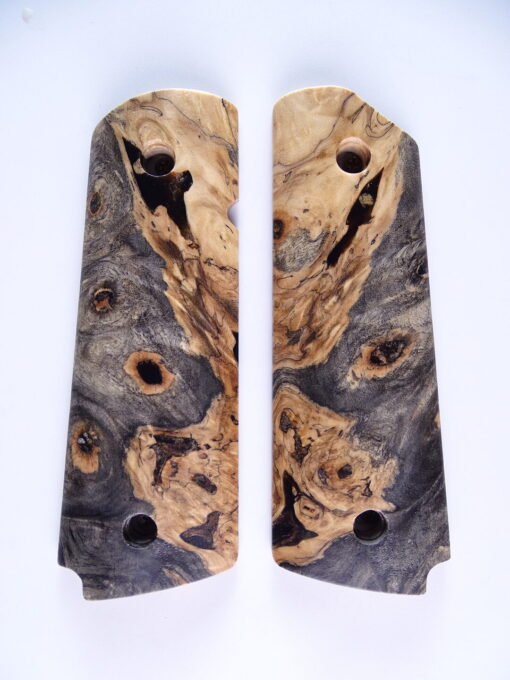 1911 stabilized Buckeye Burl wood grips, smooth