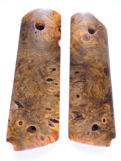 1911 stabilized Buckeye Burl wood grips, smooth