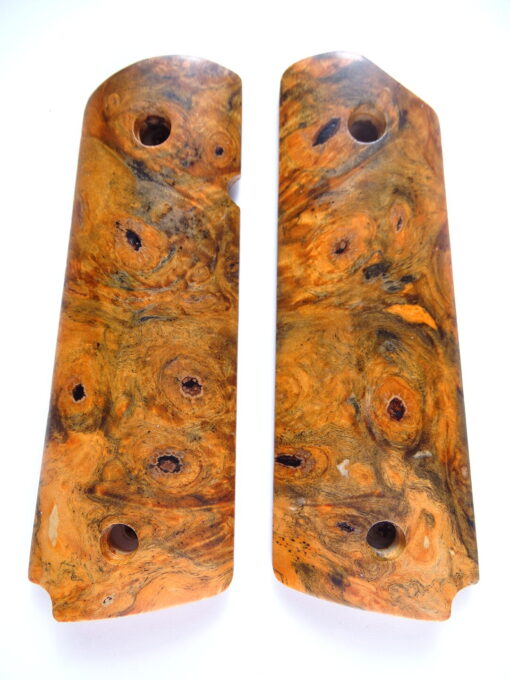 1911 stabilized Buckeye Burl wood grips, smooth