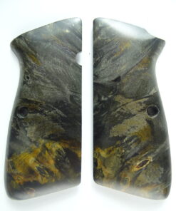Hi-Power stabilized black Buckeye Burl wood grips, smooth