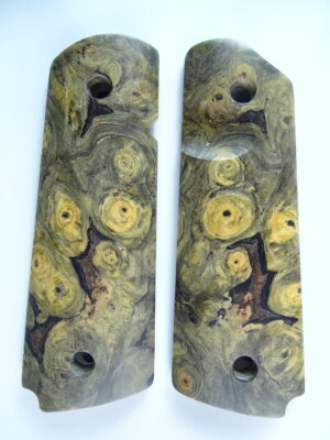 1911 stabilized Buckeye Burl wood grips, smooth