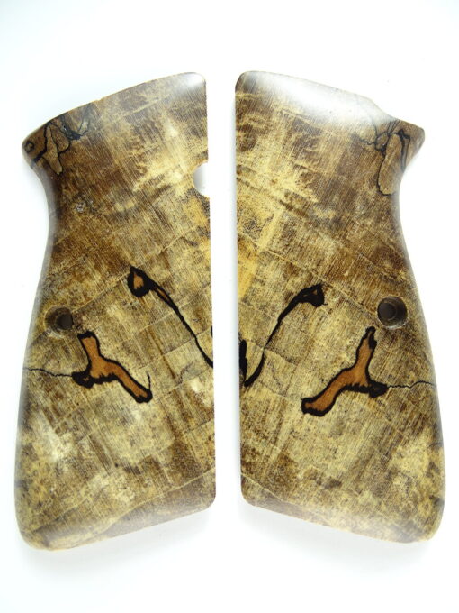 Hi-Power stabilized Spalted Maple wood grips, smooth