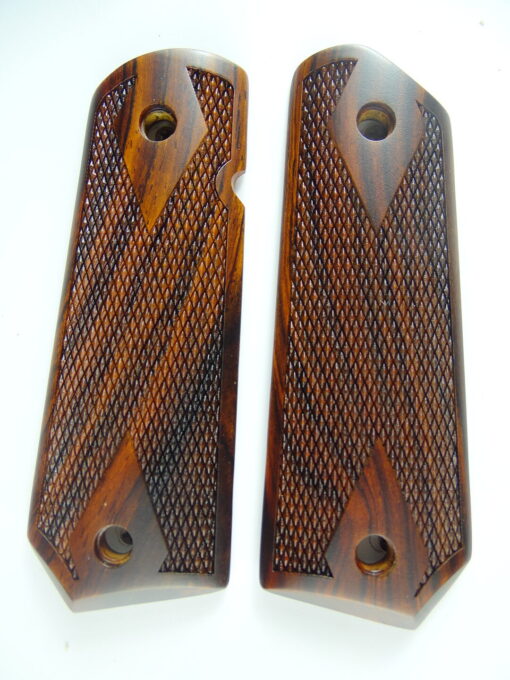 1911 AAA cocobolo wood grips, checkered, Bobtail