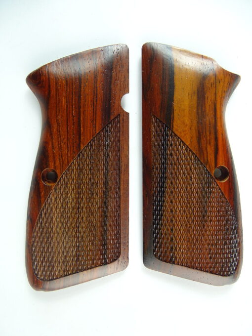 Hi-Power AAA cocobolo wood grips, 1/2 checkered