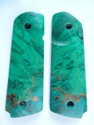 1911 stabilized Buckeye Burl wood grips, smooth, with Mag Release thumb notch
