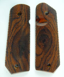 1911 AAA cocobolo wood grips, checkered, Bobtail, with Mag Release thumb notch