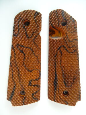 1911 AAA cocobolo wood grips, checkered, with Mag Release thumb notch