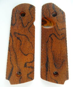 1911 AAA cocobolo wood grips, checkered, with Mag Release thumb notch