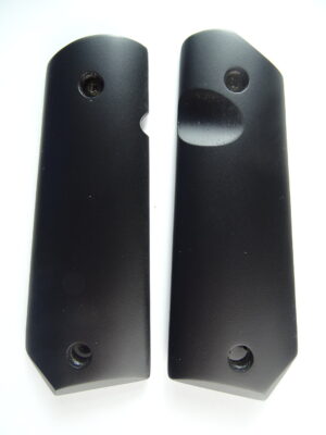 1911 Ebony wood grips, smooth, Bobtail, with Mag Release thumb notch