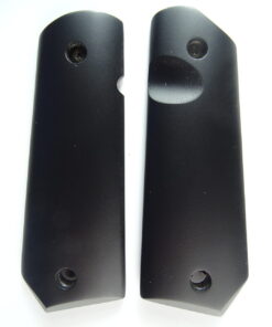 1911 Ebony wood grips, smooth, Bobtail, with Mag Release thumb notch