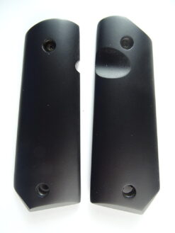1911 Ebony wood grips, smooth, Bobtail, with Mag Release thumb notch
