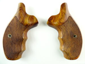 Smith and Wesson K & L-frame combat grips in Cocobolo, checkered, round butt.