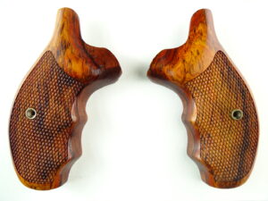 Smith and Wesson K & L-frame combat grips in Cocobolo, checkered, round butt.