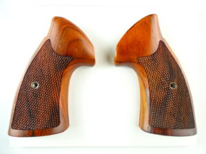 Smith and Wesson K & L-frame target grips in Cocobolo, checkered, square butt.