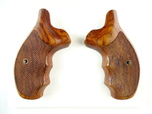 Smith and Wesson K & L-frame combat grips in Cocobolo, checkered, round butt.