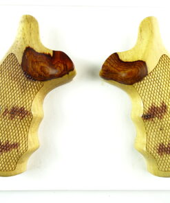 Smith and Wesson K & L-frame combat grips in Rosewood Picazo, checkered, round butt.