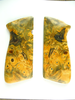 Hi-Power stabilized Buckeye Burl wood grips, smooth